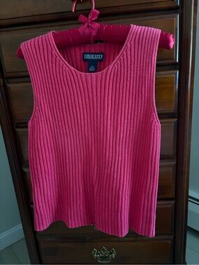 Lands' End Ribbed Scoop-Neck Tank Top - Pink